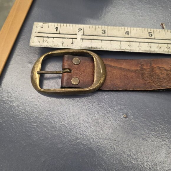 Vintage Leather Statement Belt Embossed Sunrise & Landscape Scenery Size Small main image 6
